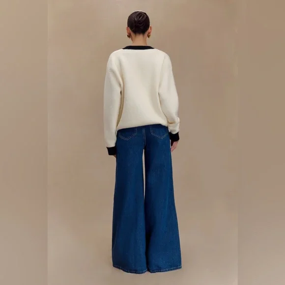 MESHKI Jen Wide Leg Flare Denim Jeans - Picture 9 of 10